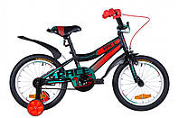 Хит! Велосипед детский для подростка 16" FORMULA RACE 2021 рама 9" Черно-оранжевый с бирюзовым