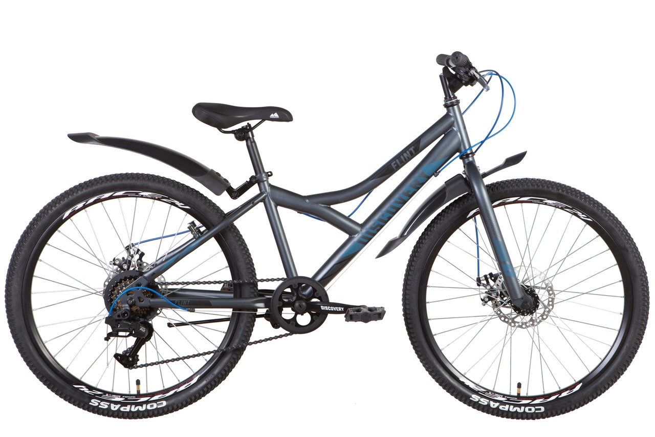 Хит! Лёгкий скоростной качественный велосипед для подростка Discovery FLINT DD 2021 24" рама 13" Серо-синий - фото 1 - id-p1923298460