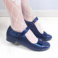 Сині туфлі на дівчинку Бантик, шкільна взуття Tom.m розмір 37 - устілка 24 см