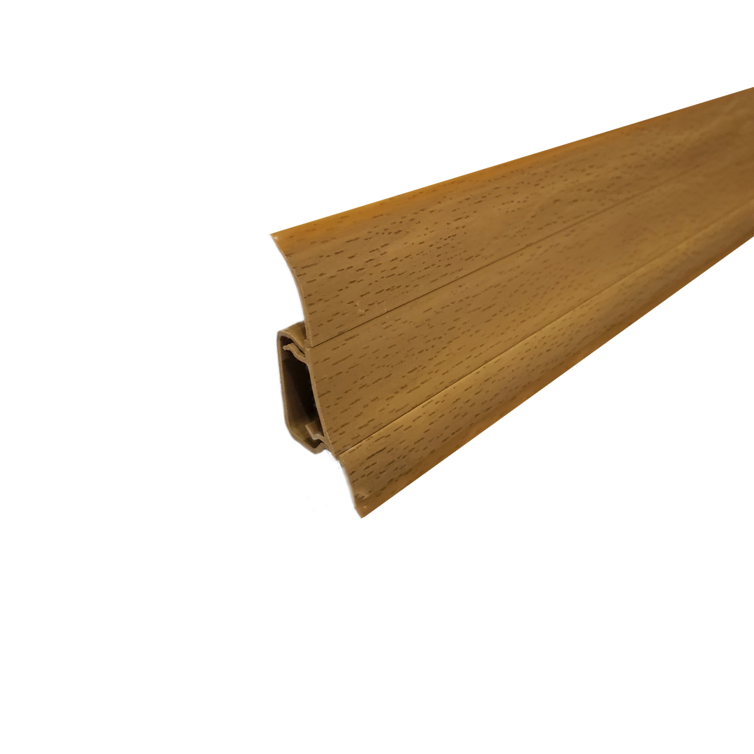 Плінтус пластиковий ТЕКО Стандарт 0061 Бук лісовий з кабель каналом широкий по підлозі м'які краї, фото 1