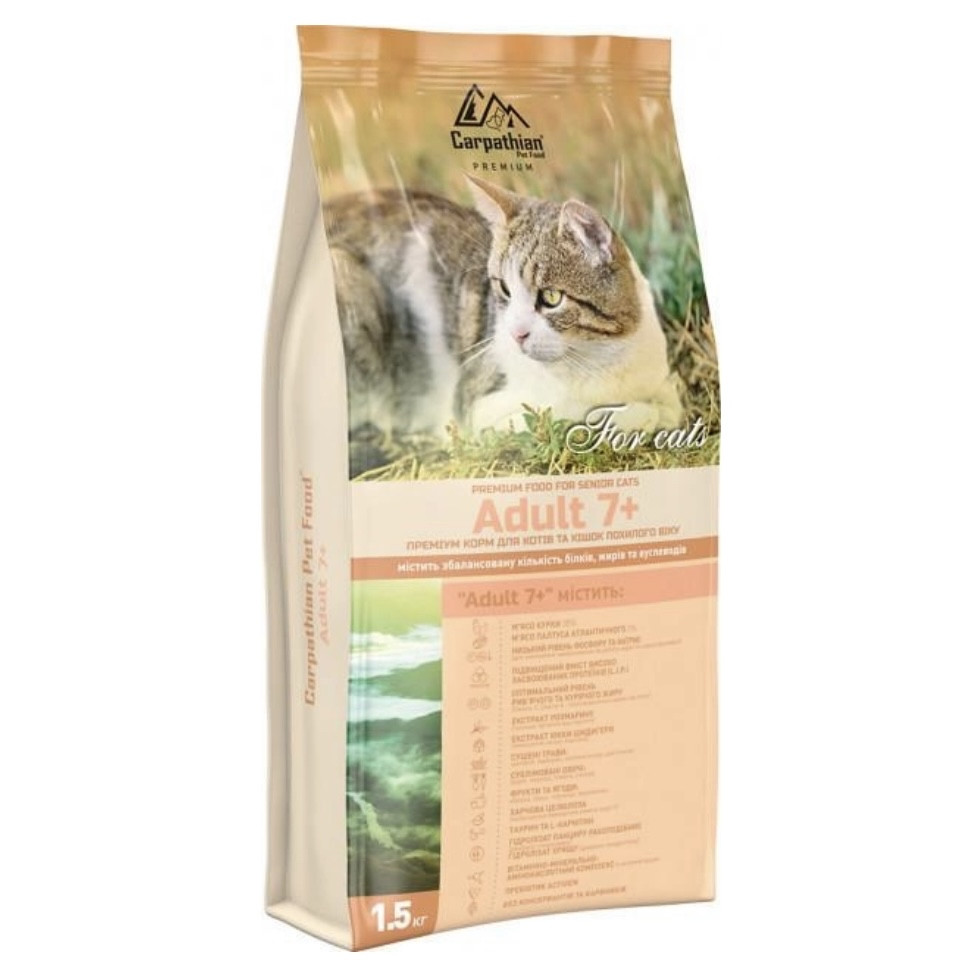 Корм Carpathian Pet Food - Adult 7+ Для котів і кішок похилого віку курка 1,5 кг