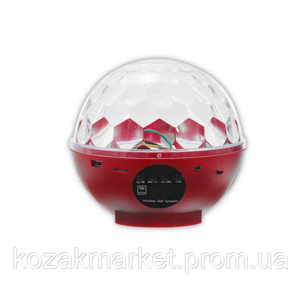 Диско шар аккумуляторный с радио и блютузом RJL-512 Красный KT, код: 7339119 - фото 1 - id-p1923328538