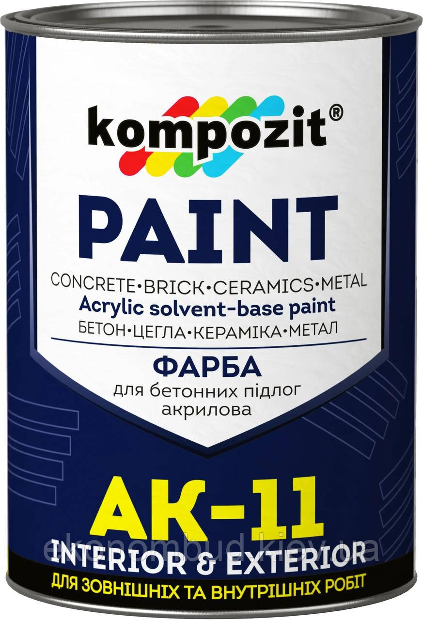 Фарба для бетонних підлог АК-11 (Колір: Сірий, Фасування: 1 кг, Блиск: Матовий )