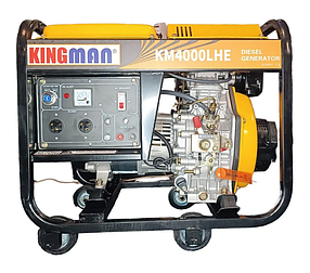 Генератор дизельний Kingman Diesel KM4000LHE 3,5-4 кВт з електростартером на колесах з ручками/баком 13.5 л
