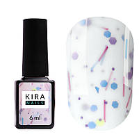 Kira Nails Lollypop Base №002 (белый с разноцветными хлопьями), 6 мл