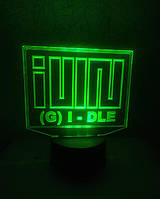 3d-светильник (G) I-DLE лого, 3д-ночник, несколько подсветок (на батарейке), подарок корейским фанатам
