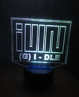 3d-светильник (G) I-DLE лого, 3д-ночник, несколько подсветок (на пульте), подарок фанату kpop