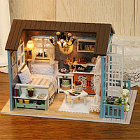 Конструктор миниатюрный кукольный домик с подсветкой, Кукольный домик CuteBee 210*125*155 мм, Домик для куклы