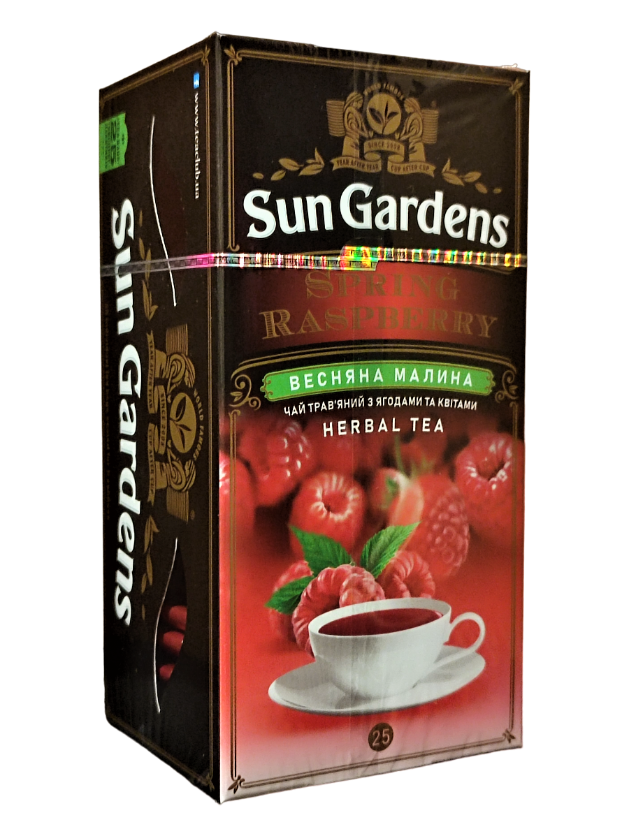 Чай квітковий Sun Gardens Spring Raspberry з каркаде, яблуком, малиною, шипшиною 25 пакетиків