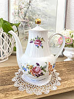 Фарфоровый заварочный чайник с розами, кофейник, Henneberg Porzellan, Германия, винтаж