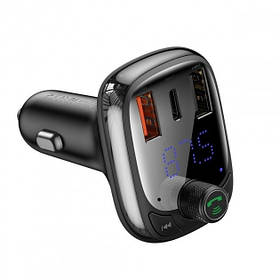 Автомобільний зарядний пристрій FM-модулятор Baseus type-s Bluetooth MP3 charger with car  black (CCTM-B01)