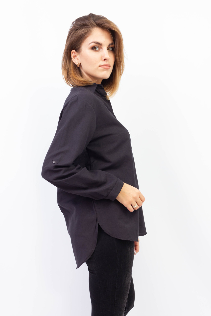 Стильная женская рубашка Mixray черная 36 - фото 2 - id-p1498406853
