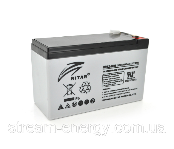 Акумуляторна батарея AGM RITAR HR1228W, Grey Case, 12V 7.0Ah ( 151 х 65 х 94 (100 ) 2.17kg Q10420