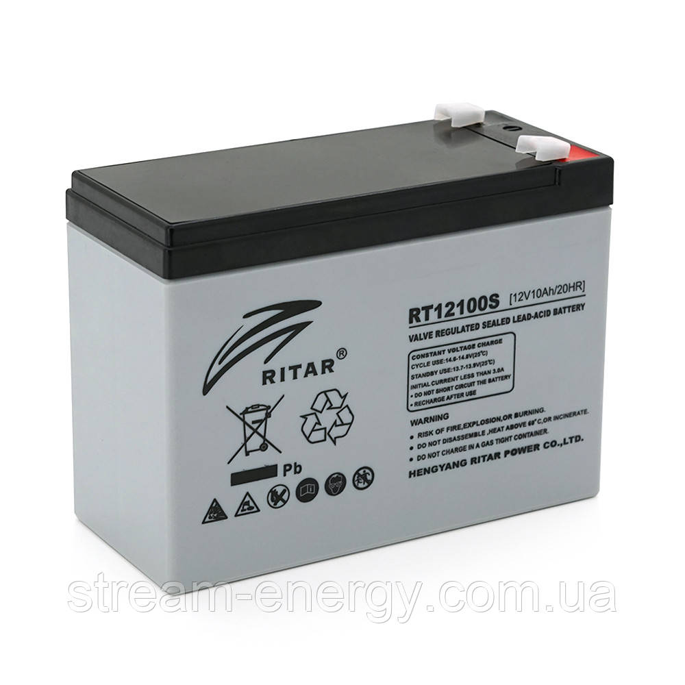 Акумуляторна батарея AGM RITAR RT12100S, Grey Case, 12V 10.0Ah ( 151 х 98 х 95 (101 ) ) Q8, фото 1