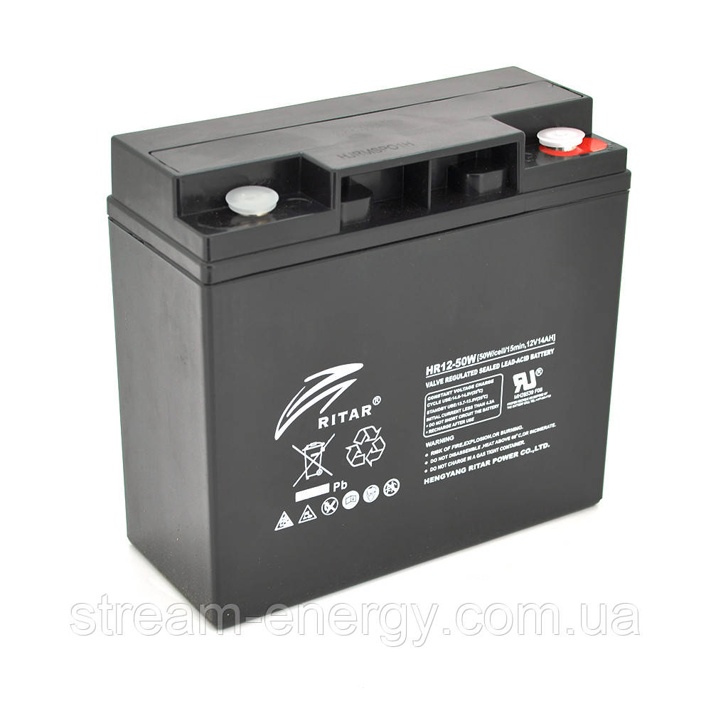 Акумуляторна батарея AGM RITAR HR1250W, Black Case, 12V 14.0Ah ( 181 х 77 х 167 ) 4.30kg Q4