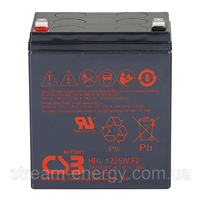 Акумуляторна батарея CSB HRL1225WF2, 12V 5.8Ah (101х70х90мм)