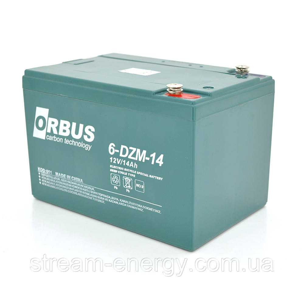 Тягова акумуляторна батарея AGM ORBUS 6-DZM-14, 12V 14Ah M5 (151х98х101 мм) Green Q4, фото 1