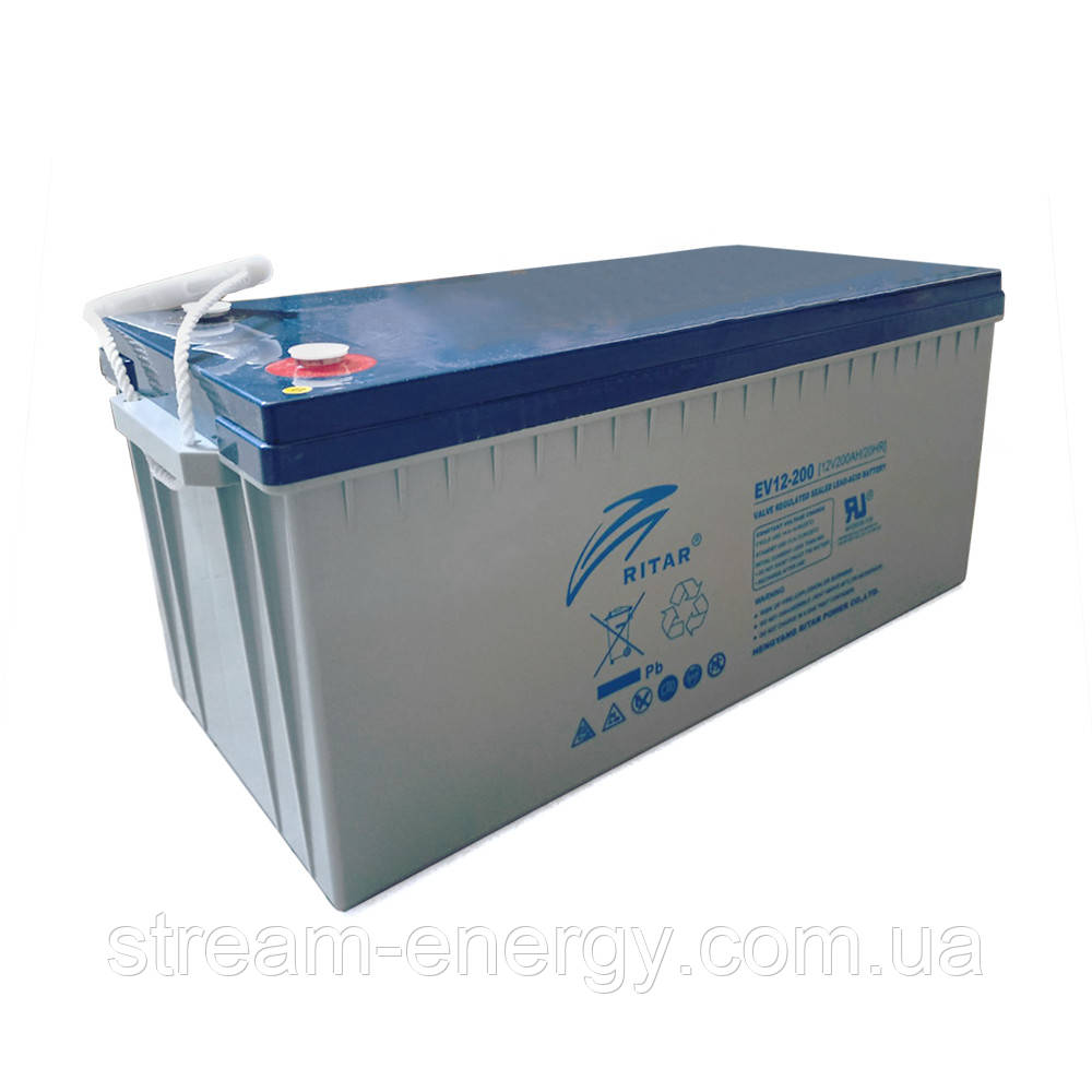 Тяговий акумулятор RITAR EV12-200,12V 200Ah, M8 ( 522 х 240 х 219(224) ), фото 1