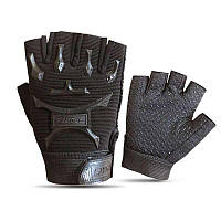 Детские спортивные перчатки с открытыми пальцами с защитой на косточки чёрные (до 6 лет)