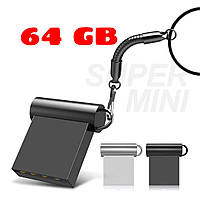 Флешка mini 64 ГБ, USB 2.0 чорна, срібна