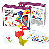 Розвиваюча трикутна мозаїка з дерева для дітей 64 деталі