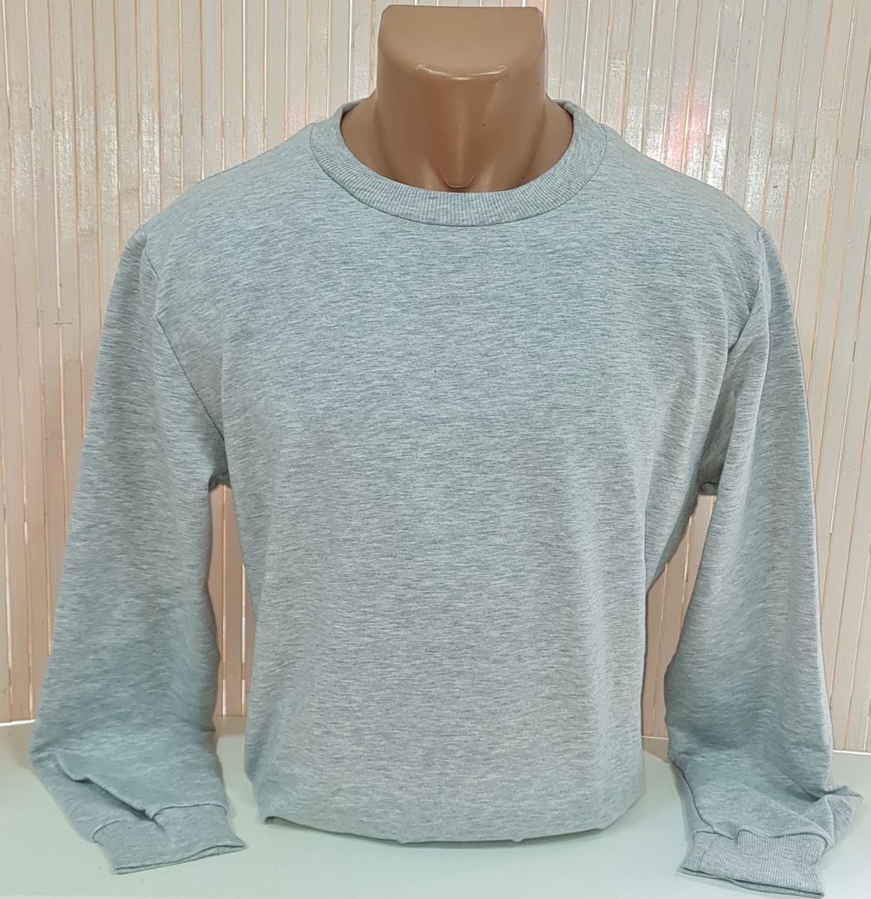 Батник чоловічий, реглан однотонний, світшот світло-сірий, фото 1