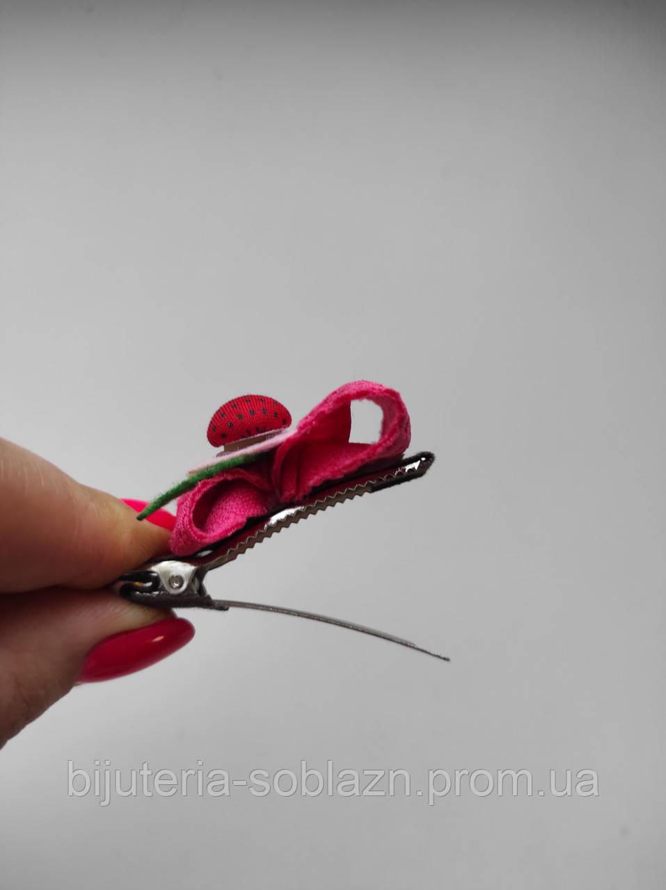 Детские Малиновые Розовые заколки уточка для волос, Малиновый Бант, пара - фото 3 - id-p1923504428