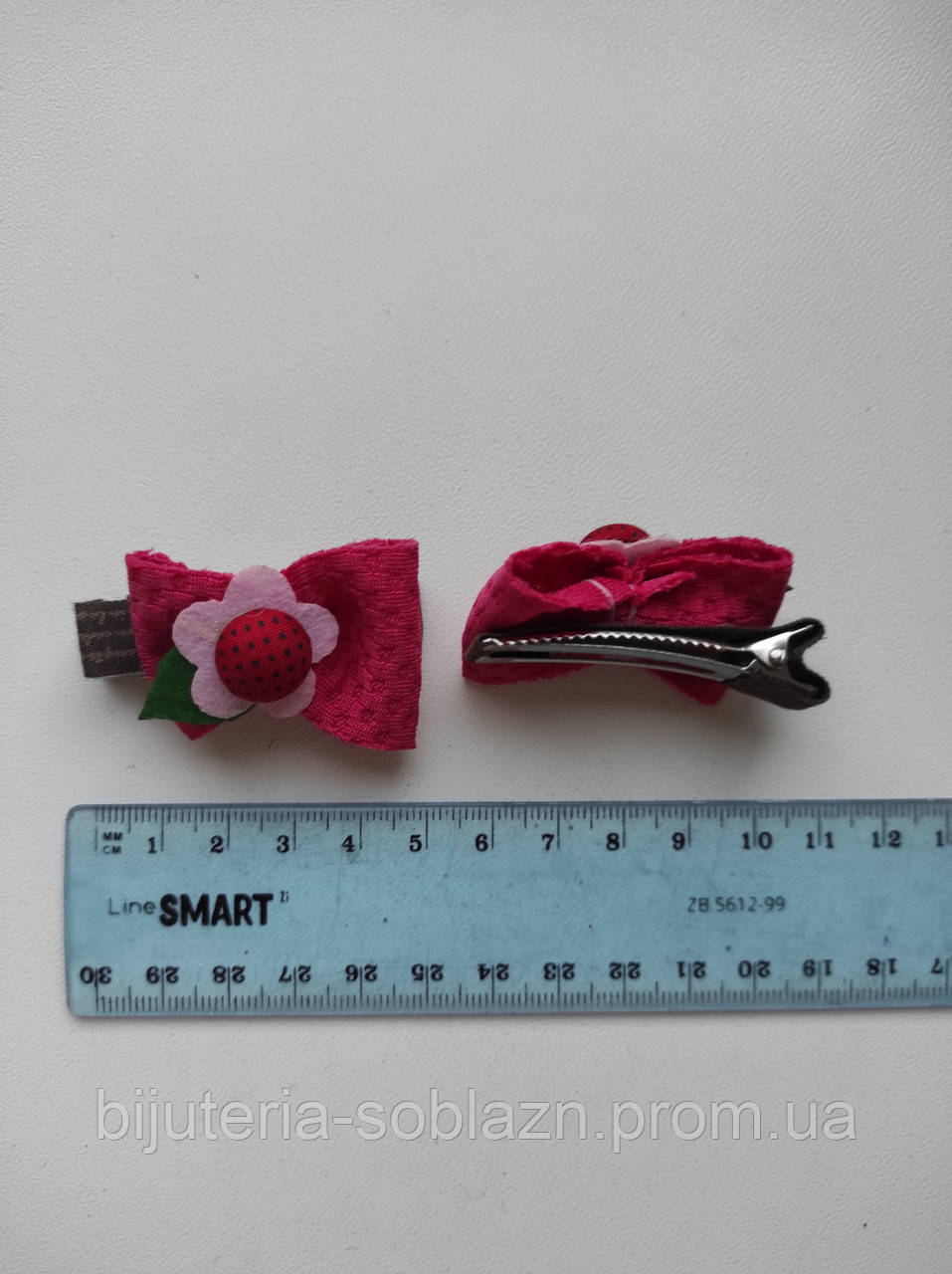 Детские Малиновые Розовые заколки уточка для волос, Малиновый Бант, пара - фото 4 - id-p1923504428