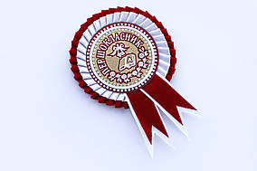 Значок першокласник Оксамит бордовий з білим