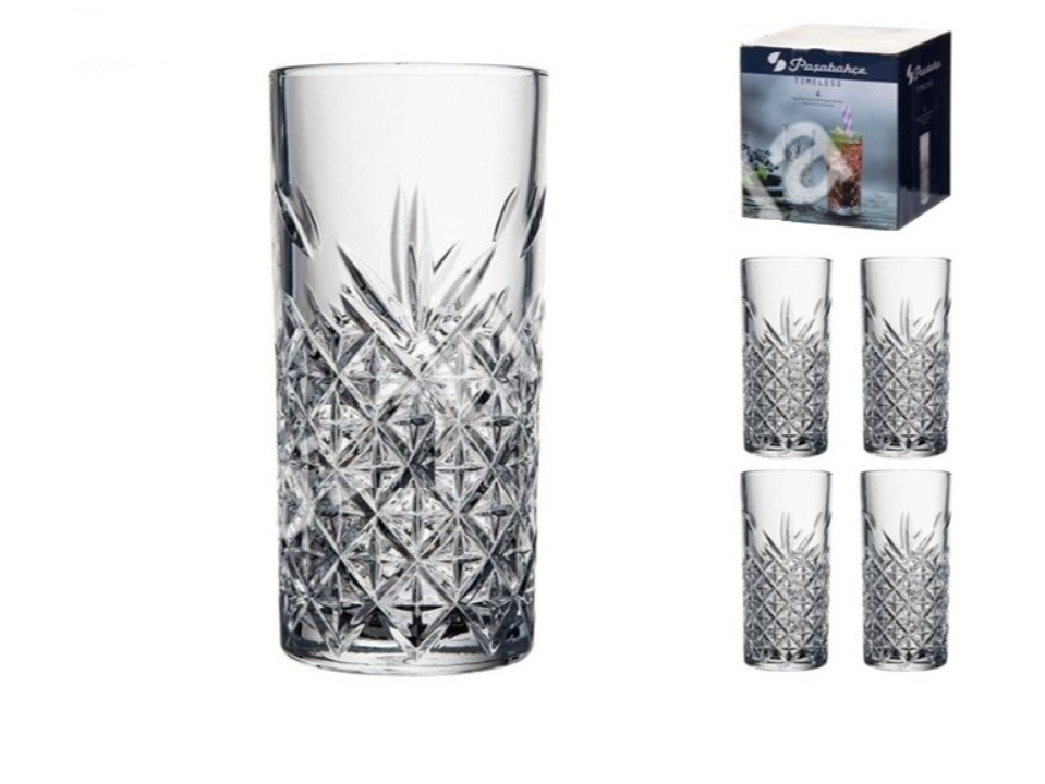 Набір склянок високих Pasabahce Timeless 4 штуки 295 мл d6,8 см h14,2 см скло (52820/4), фото 1