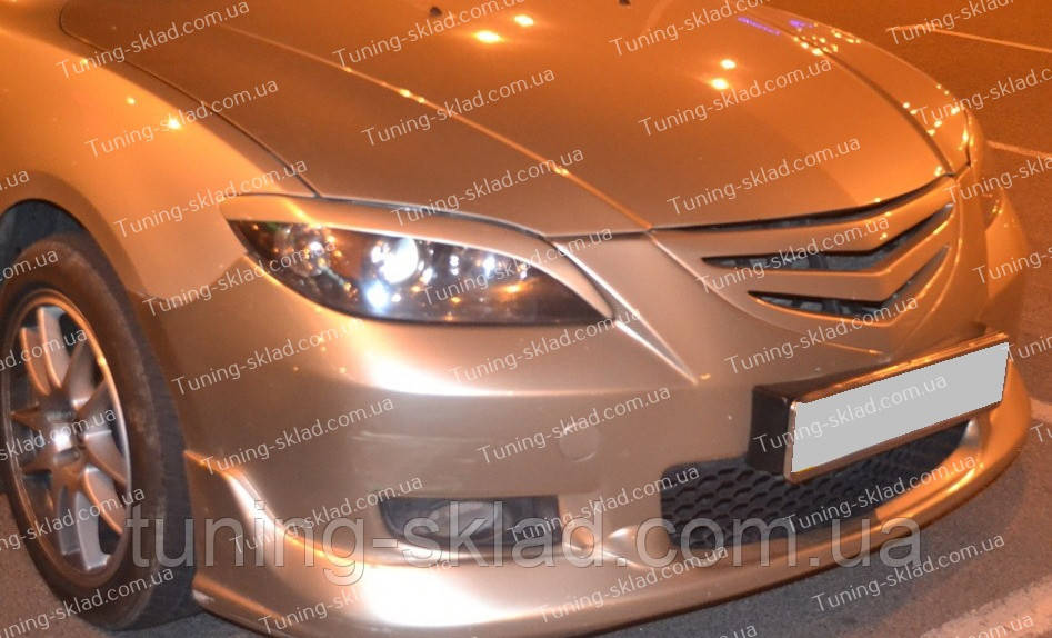 Вії на Mazda 3 Bk до низу фари (накладки передніх фар Мазда 3 Bk седан), фото 1