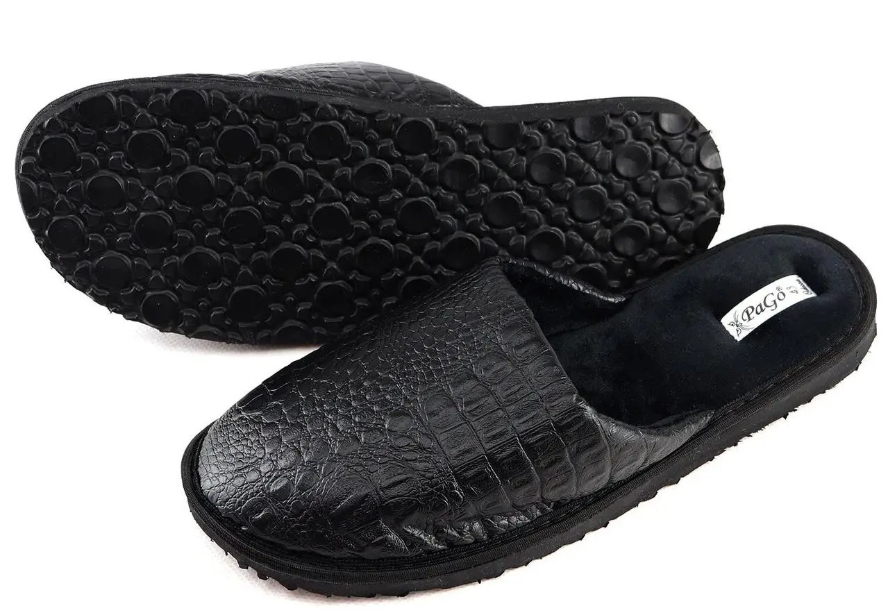 Чоловічі тапочки чорні закриті домашні тм "PaGo" модель пітон, фото 1