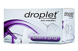 Голки Droplet для інсулінових шприц-ручок 6 мм, 100 шт.