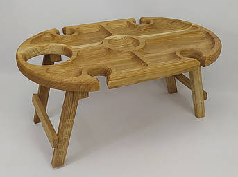 Винний столик на складних ніжках дуб, розмір 45 см * 27.5 см, висота 21 см