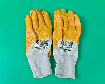 Господарські рукавички робочі нітрил жовтий №8 "Intertool"