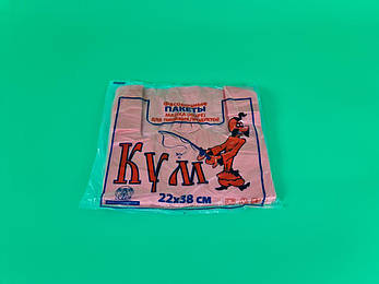 Поліетиленовий пакет майка розмір 22х38 Кум колір червоний 100шт/уп., фото 1