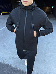 Куртка чоловіча softshell весняна осіння ram чорна вітровка водовідштовхувальна софт шелл на флісі