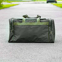 Большая дорожная спортивная сумка BUL зеленая текстильная для поездок на 60л прочная