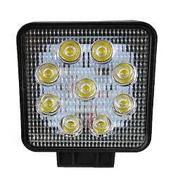 Світлодіодна LED-фара робоча квадратна тонкий радіатор 27 W (3 Вт*9ламп)