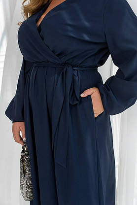 Коктейльна жіноча сукня максі темно-синя, фото 3