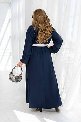 Коктейльна жіноча сукня максі темно-синя, фото 2