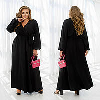 Коктейльное женское платье макси черное Р/-2466