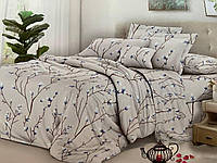 Комплект постельного белья Бязь Кремовый с растениями Евро размер 200х220