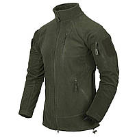 Кофта тактическая флисовая Helikon Tex Хаки,армейская военная толстовка ALPHA Tactical-Grid Fleece Olive Green S