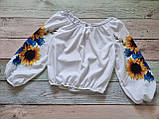 Ошатна блуза з соняшниками аналог вишиванки з довгим рукавом., фото 2