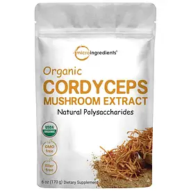 Organic Cordyceps Mushroom Powder, 6 Ounces Органічний порошок екстракту кордицепса, 170г
