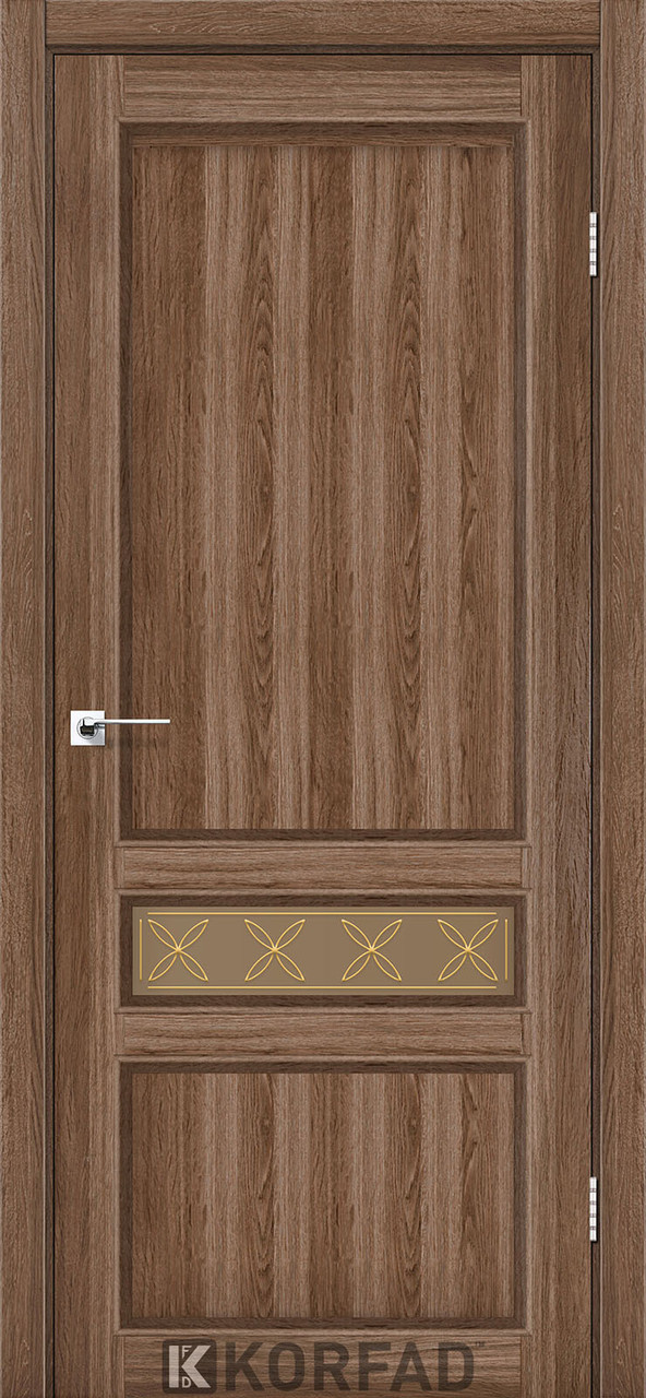 Двері міжкімнатні Корфад/ KORFAD CL-07 Дуб грей (скло бронза з малюнком М1/М2)