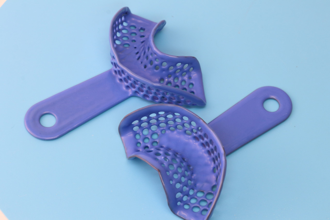 Ложки відбиткові перфоровані металопластик сині ПАРА (Половинки фронт)