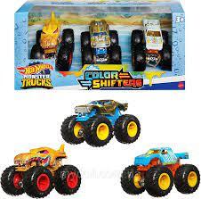 Набір Хот Вілс Машинки 3шт Змінюють колір Hot Wheels Monster Trucks 1:64 Color Shifters 1:64 HGX20 Ориг, фото 1