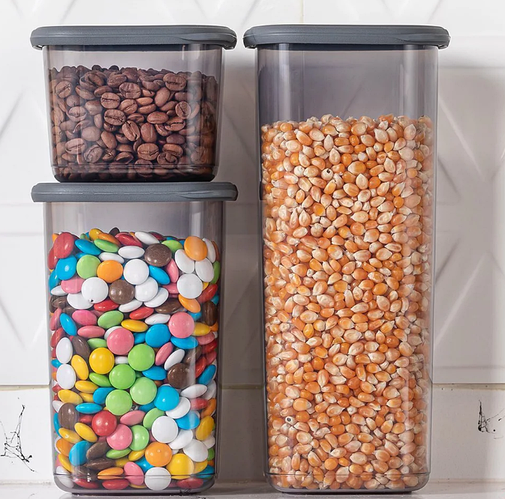 Купить Емкость - Контейнер для хранения сыпучих продуктов с черной ...